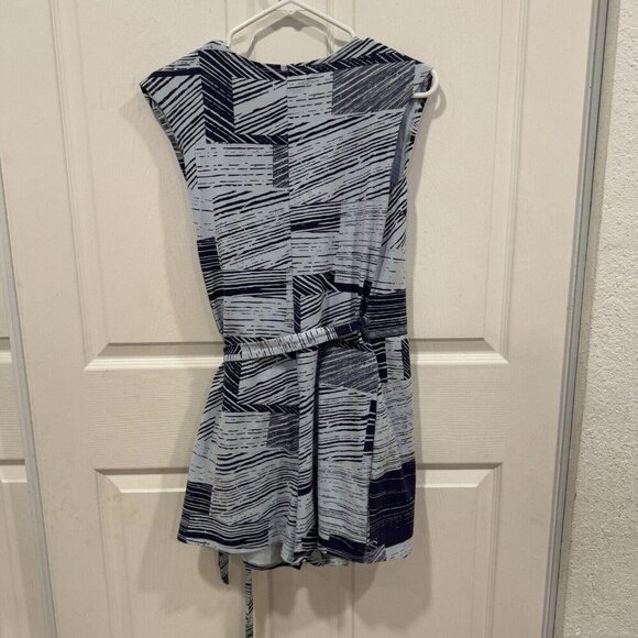 Betabrand Navy and White Wrap Romper Dress - Picture 3 of 6